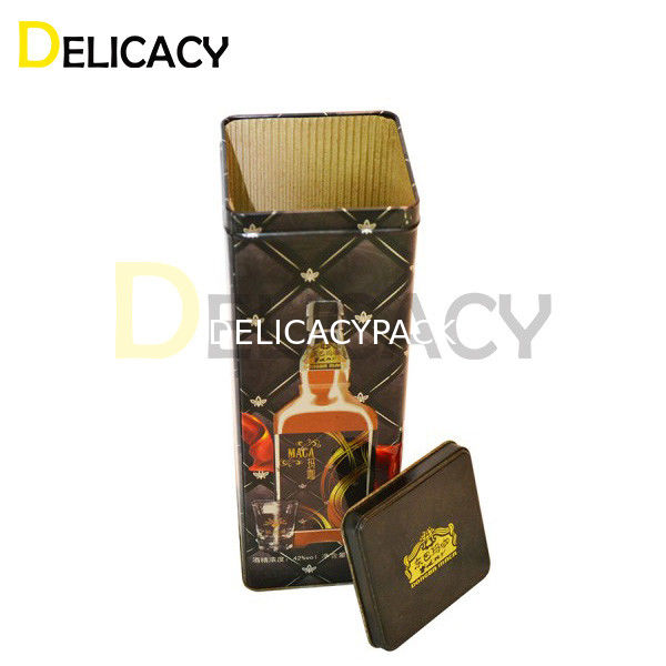 Bisa Penutupan Mesin Sewing Untuk Whiskey Packing Tin Box persegi panjang Wine Tin Box Barley Bree Tin Can